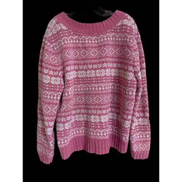 Reference Point New York Womens Sweater Size 1X Pink Preppy Style - Picture 2 of 6